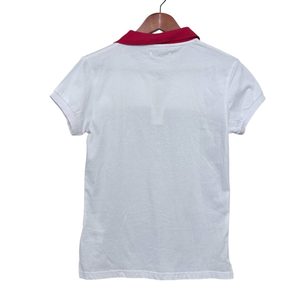 U.S. Polo Assn. Colorblock Zip Short Sleeve Polo Navy White Women’s Sz Medium - Picture 2 of 6
